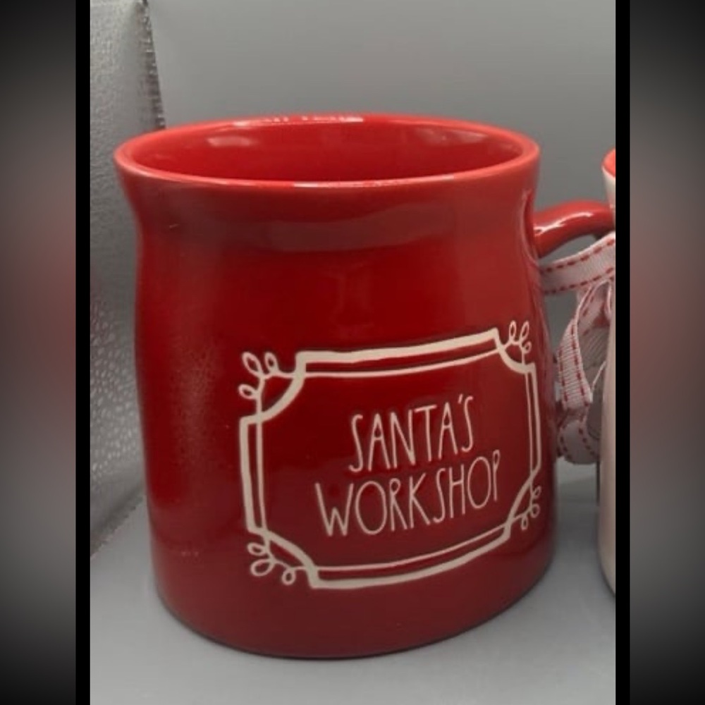 Rae Dunn SANTA’S WORKSHOP Large Christmas Mug Holiday Winter Santa NEW